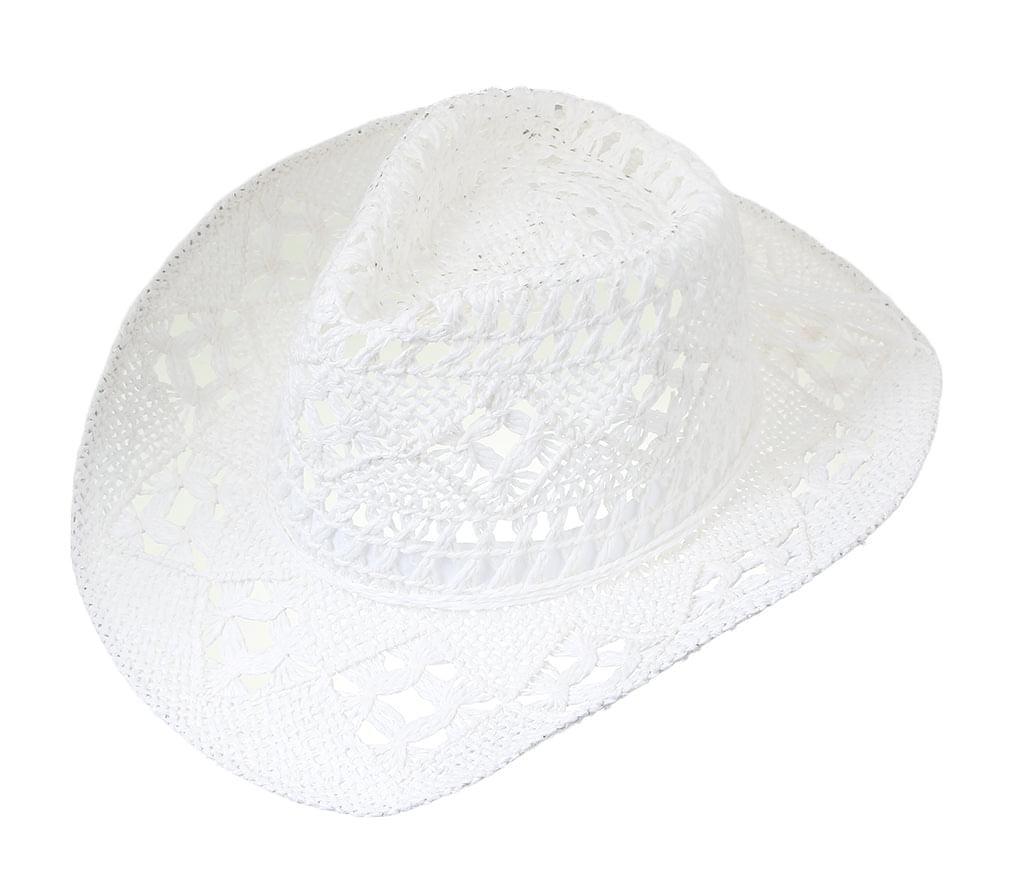 Lady's Visor Hat for Summer Hat Travel Sunblock Hat Western Cowboy  Hand-Woven Straw Hat Hollow Out (Color : White, Size : Adult 56-58cm)