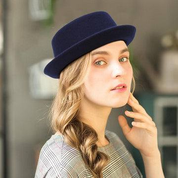 GEMVIE Mens  Rolled up Brim Pork Pie Hat