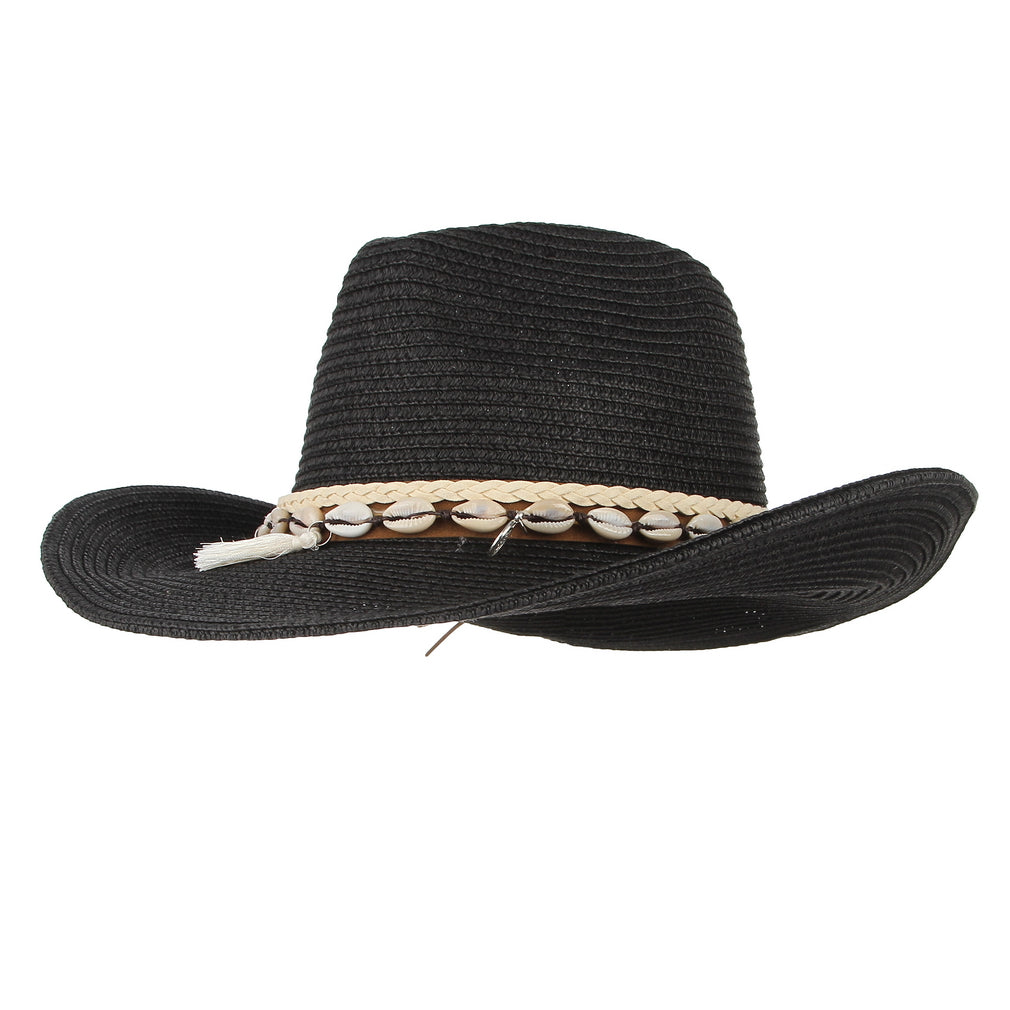 Women Men's Cowboy Hat Western Summer Straw Hat for Girls with Wide Br