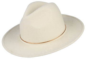 Gemvie Women Wool Fedora Wide Brim Hat with Alloy Band