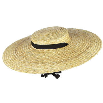 Gemvie Women Boater Hat Flat Summer Sunhat-UPF 50+, Elegant Style Beige