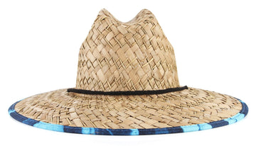 Gemvie Unisex Straw Hat-Ocean Pattern Under Brim- UPF 50+ Sun Hat Fedora Beach Cap
