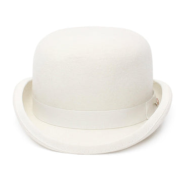GEMVIE Mens 100% Wool Felt Bowler Derby Hat Theater Quality Satin Lined Bowler Hat Party Costume Accessory