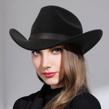 GEMVIE Cowboy Hat for Men Women Classic Roll Up Brim Fedora Cowgirl Hat Western Cowboy Hat with Belt