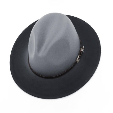 GEMVIE Unisex Wool Felt Fedora Hat Classic Gradient Wide Brim Panama Jazz Hat Buckle Belt Fedora Cap