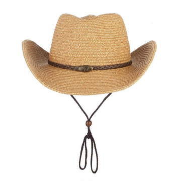 GEMVIE Men and Women Summer Shade Western Cowboy Hat with Windproof Rope Straw Hat