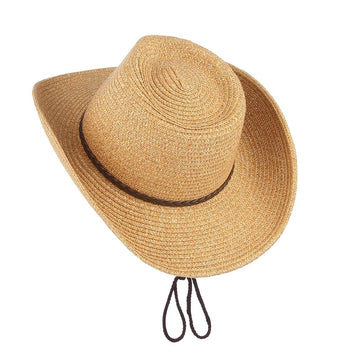 GEMVIE Men and Women Summer Shade Western Cowboy Hat with Windproof Rope Straw Hat