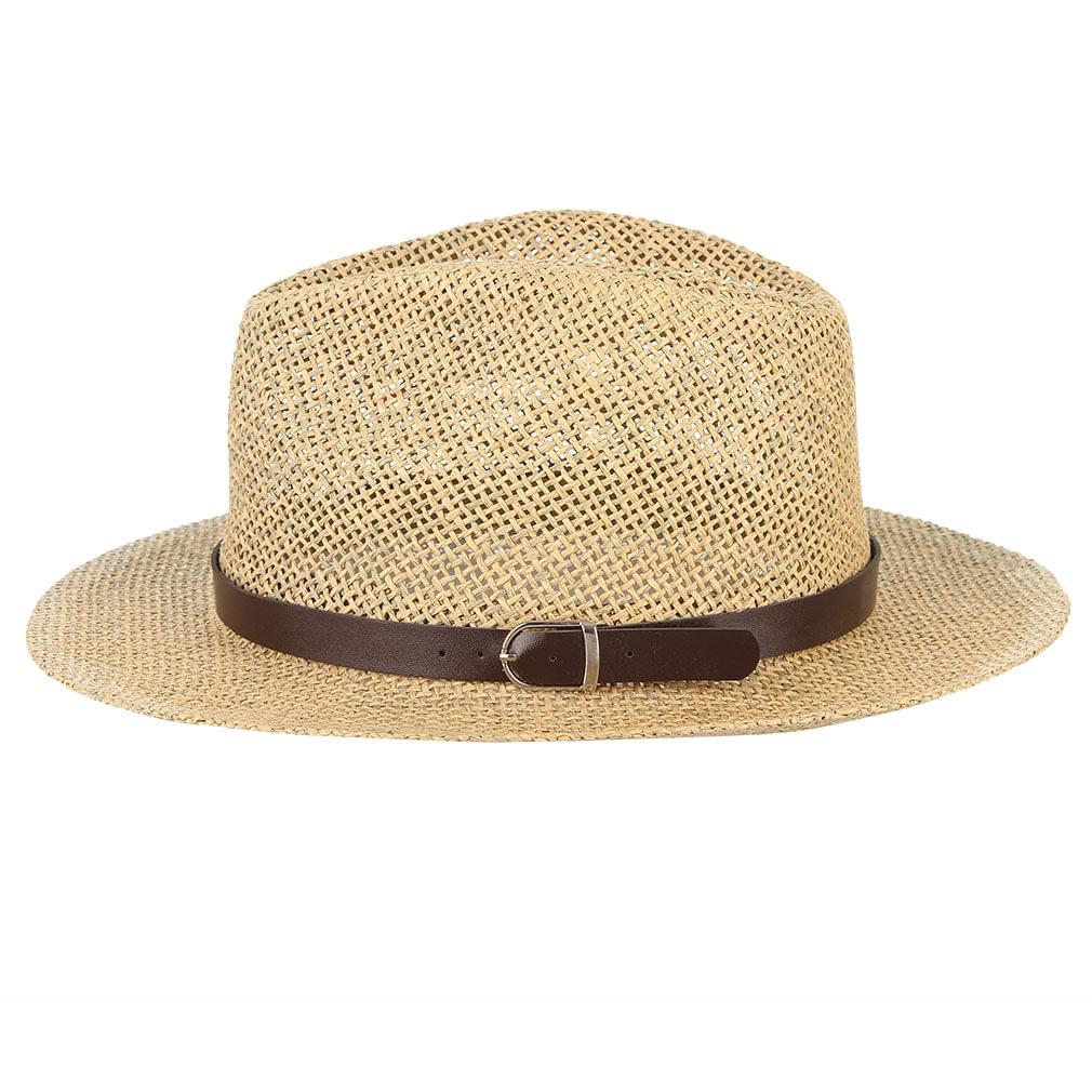 GEMVIE Fedora Straw Sun Hat Decorative Leather Belt for Men Women Pana