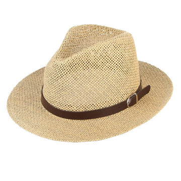 GEMVIE Fedora Straw Sun Hat Decorative Leather Belt for Men Women Panama Style Trilby Summer Hat