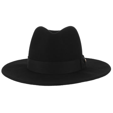 GEMVIE Women's Felt Hat 100% Wool Black Wide Brim Felt Hat For Men And Women Autumn Winter