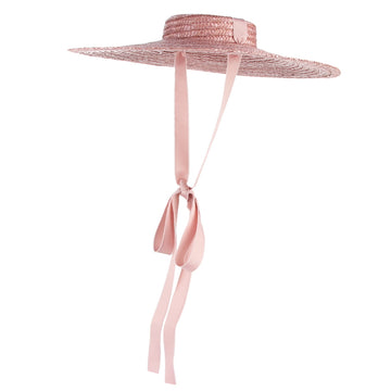 Women's Elegant Large Brim Boater Straw Sun Hat Summer Hats Flat Top Straw Hat Beach Sun Hat
