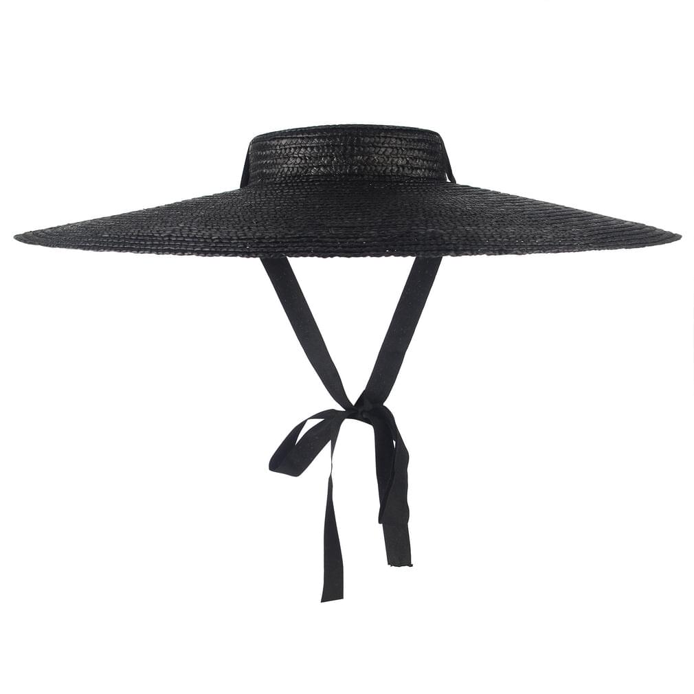 Copy of Women's Elegant Large Brim Boater Straw Sun Hat Summer Hats Flat Top Straw Hat Beach Sun Hat