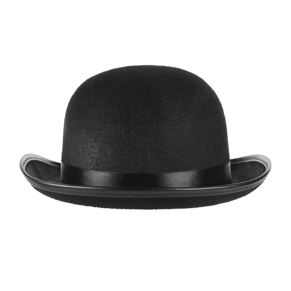 GEMVIE Classic Black Felt Derby Hat Lightweight Bowler Hat Novelty Costume Hat for Party Dress Ups