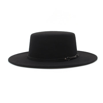 Women Men Classic Felt Fedora Hat Wide Brim Flat Top Jazz Panama Hat Casual Party Church Hat