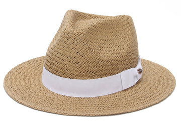 GEMVIE Straw Panama Hat for Women Mens Summer Beach Straw Fedora Cap Wide Brim Straw Sun Hat