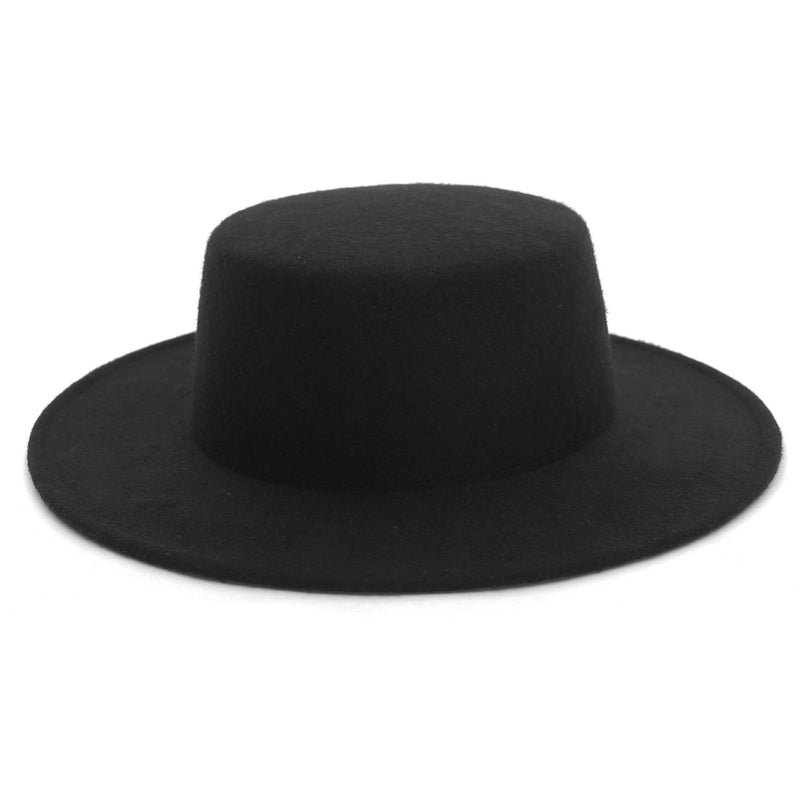 Women Men Classic Wool Felt Fedora Hat Wide Brim Flat Top Jazz Panama Hat Casual Party Church Hat